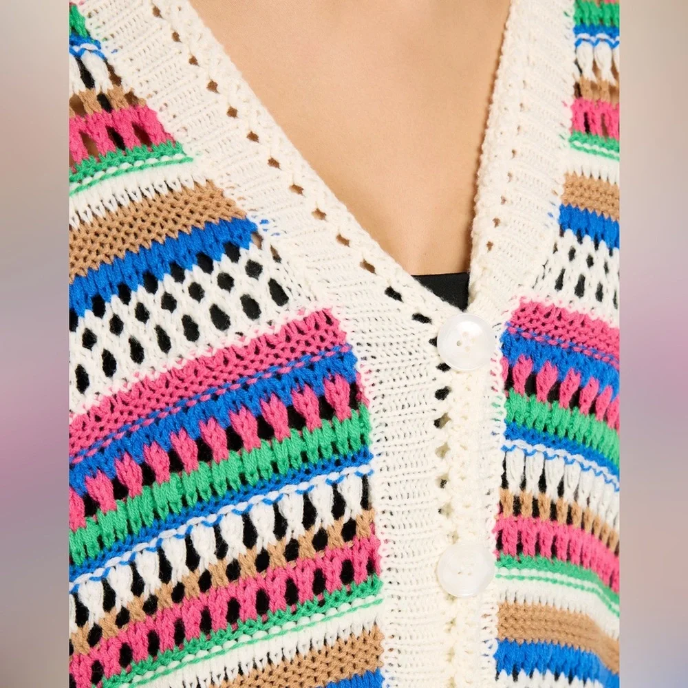 Vigoss Multicolor Striped Cardigan Size L NWT